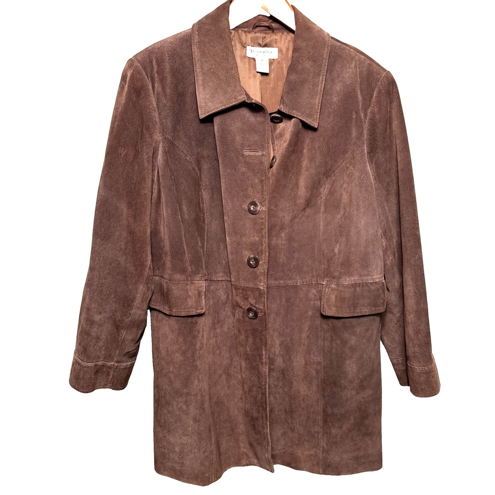 Preston & York Brown Suede Button-Front Jacket